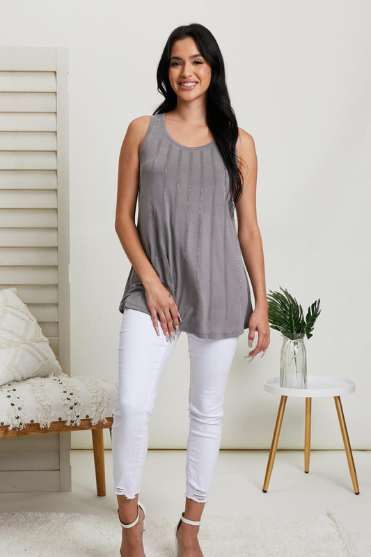 Vocal Ocean City Studded Scoop Neck Tank -