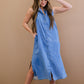 ODDI Amazingly Artistic Patchwork Print Chambray Dress -