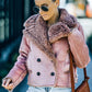 Plush Lining Suede Double-Breasted Jacket -