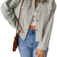 Raw Hem Button Down Corduroy Jacket with Pockets -