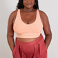 White Birch Sense of It All Cropped V-Neck Tank Top in Coral -
