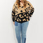 CY Fashion Full Size Leopard V-Neck Fuzzy Sweater -