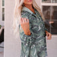 Camouflage Buttoned Dropped Shoulder Hoodie -
