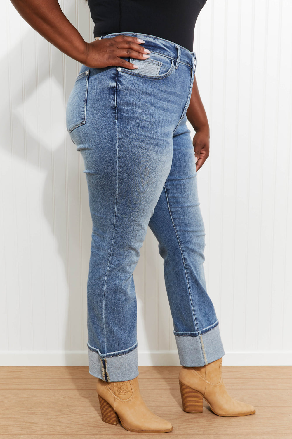 Judy Blue Lennon Full Size Wide Cuff Straight Leg Jeans -