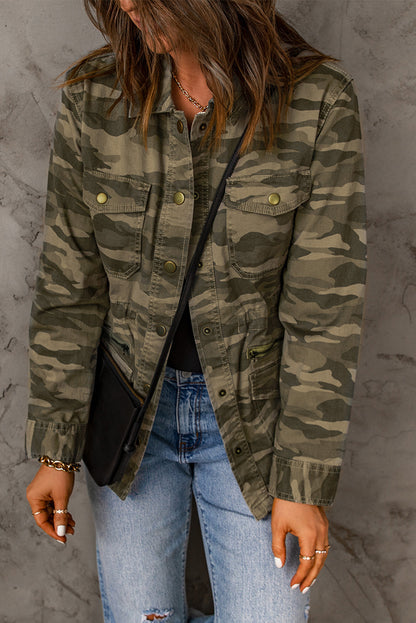 Camouflage Snap Down Jacket - Camouflage / S