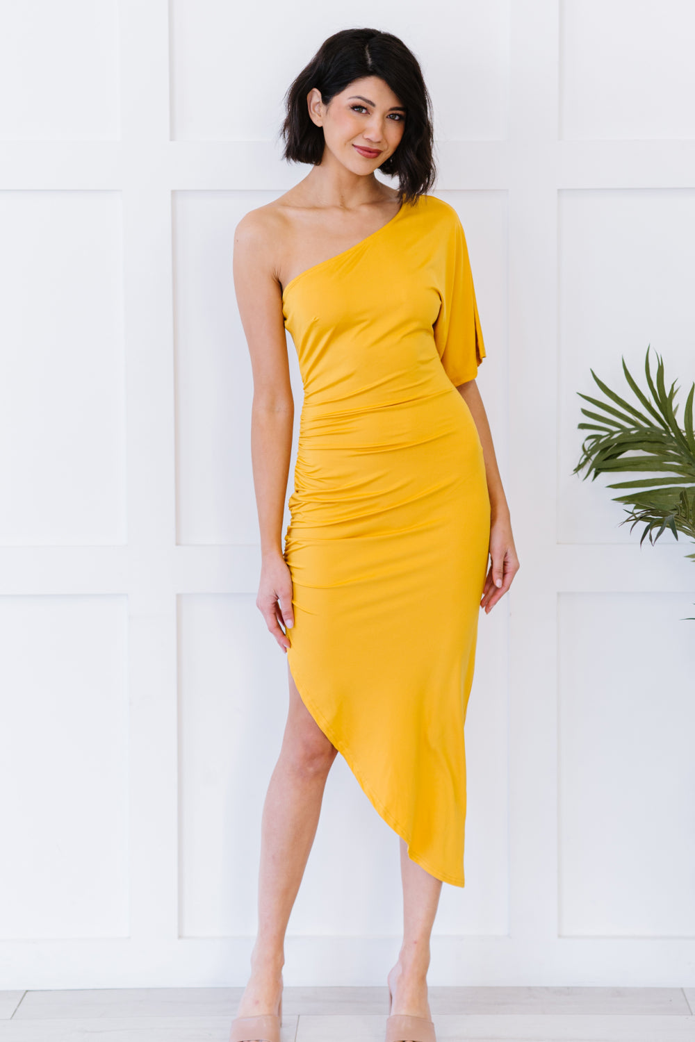 Dress Day High Society Ruched One-Shoulder Dress -