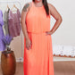 Skies Are Blue Vibrant in Venice Pleated Halter Neck Dress -