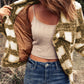 Plaid Open Front Sherpa Jacket -