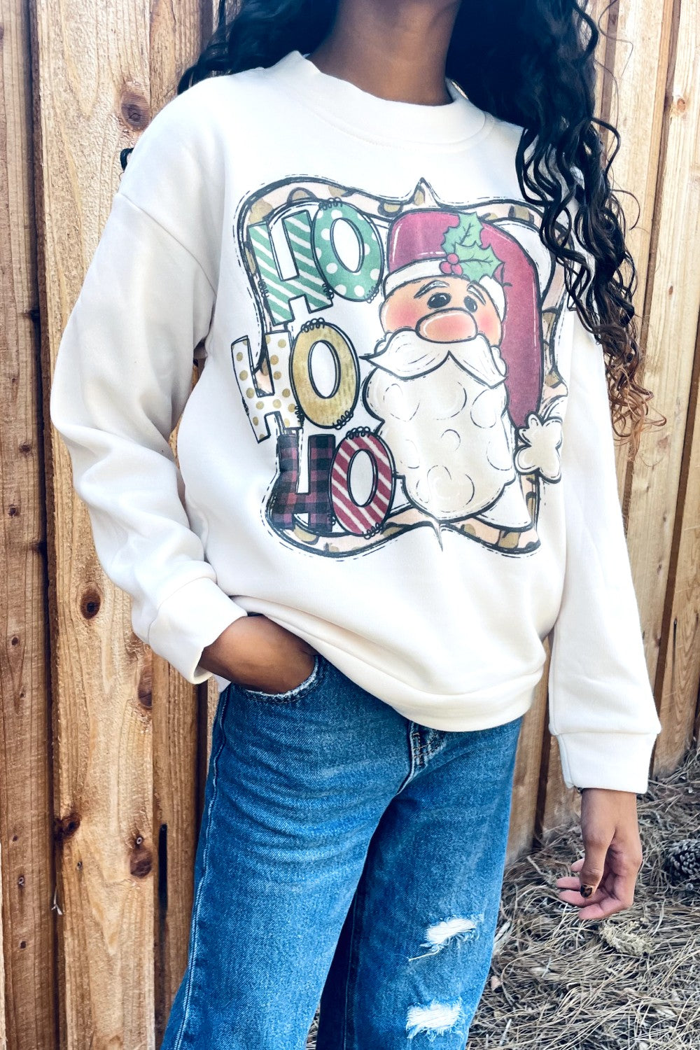 TEES2URDOOR Full Size Mommy and Me Christmas Graphic Dropped Shoulder Sweatshirt -