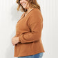 Zenana Apple Dumplings Full Size Brushed Waffle Knit Henley in Deep Camel -