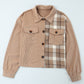 Plaid Corduroy Dropped Shoulder Jacket -