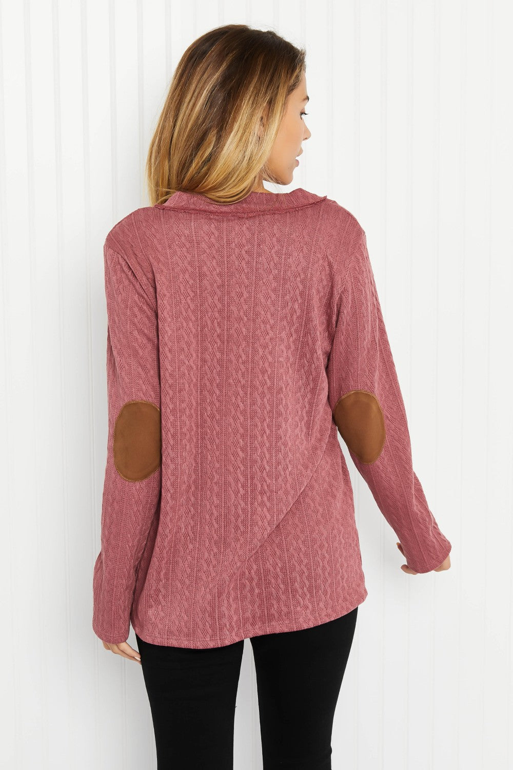 Heimish 'Round the Fire Cable-Texture Henley with Elbow Patches -