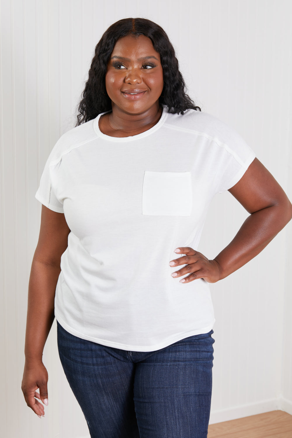 Sew In Love Stay and Chat Love Pocket Tee in Ivory - Ivory / S