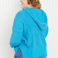 POL Game Night Full Size Textured Knit Hoodie in Pool Blue -