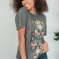 Lotus Fashion Wild West Card Graphic Tee in Stone Grey -