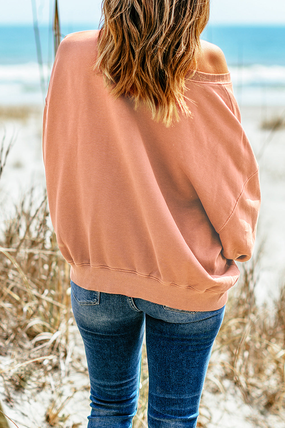 Dropped Shoulder Sweatshirt with Kangaroo Pocket -