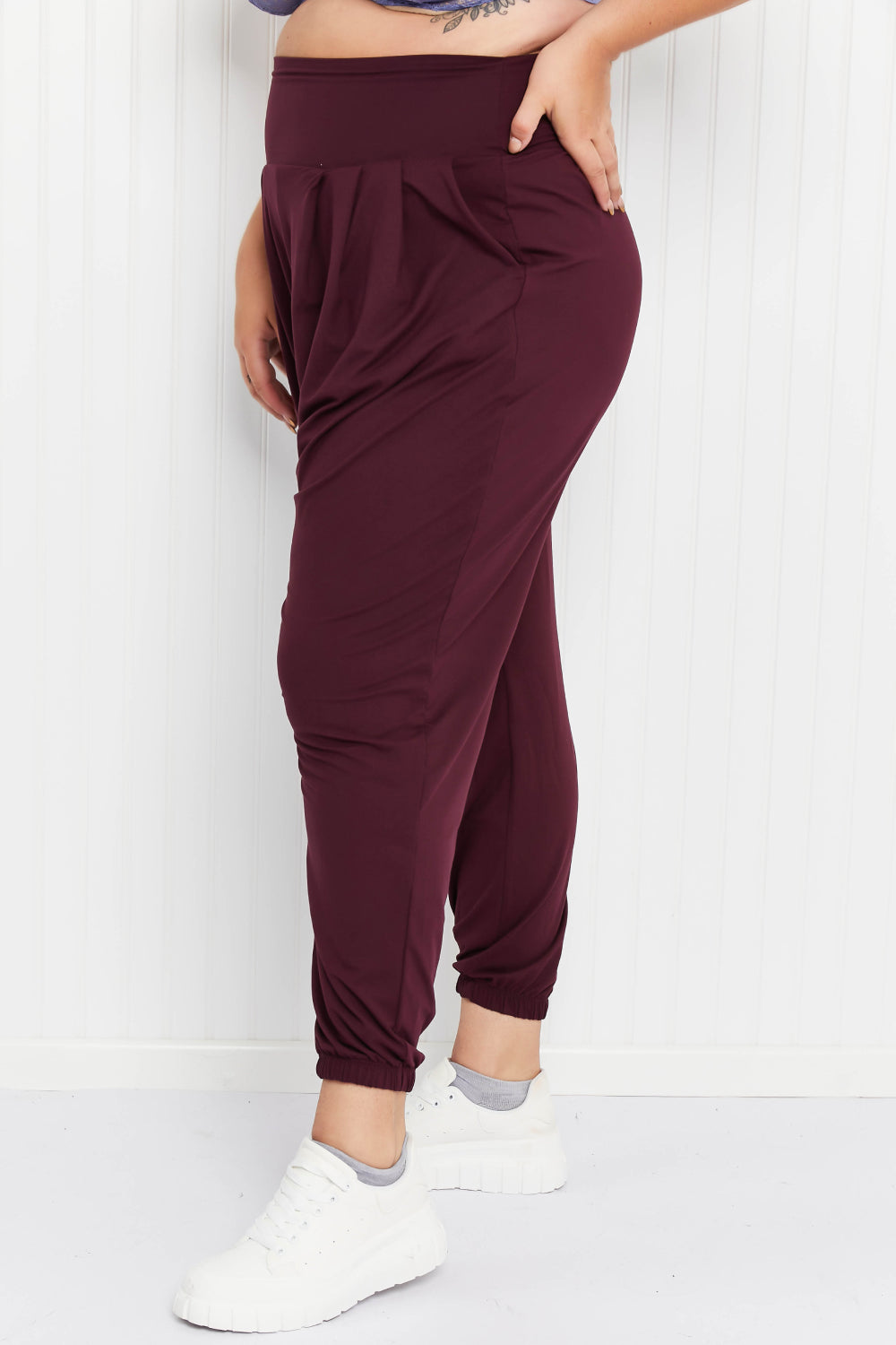 Rae Mode Full Size Deep Breaths Pleated Harem Joggers -