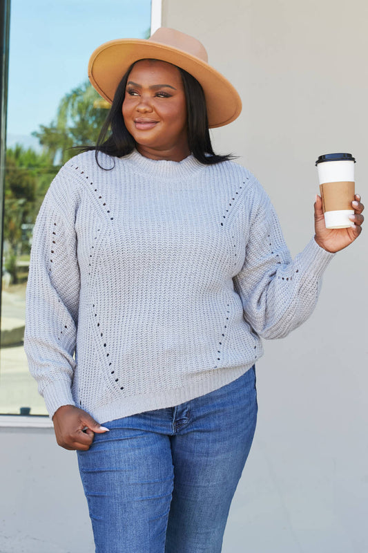 Sew In Love Full Size Openwork Rib-Knit Sweater -