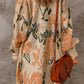 Floral Pattern Ribbed Trim Cardigan -