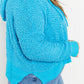 POL Game Night Full Size Textured Knit Hoodie in Pool Blue -