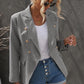 Double-Breasted Lapel Collar Blazer with Pockets -