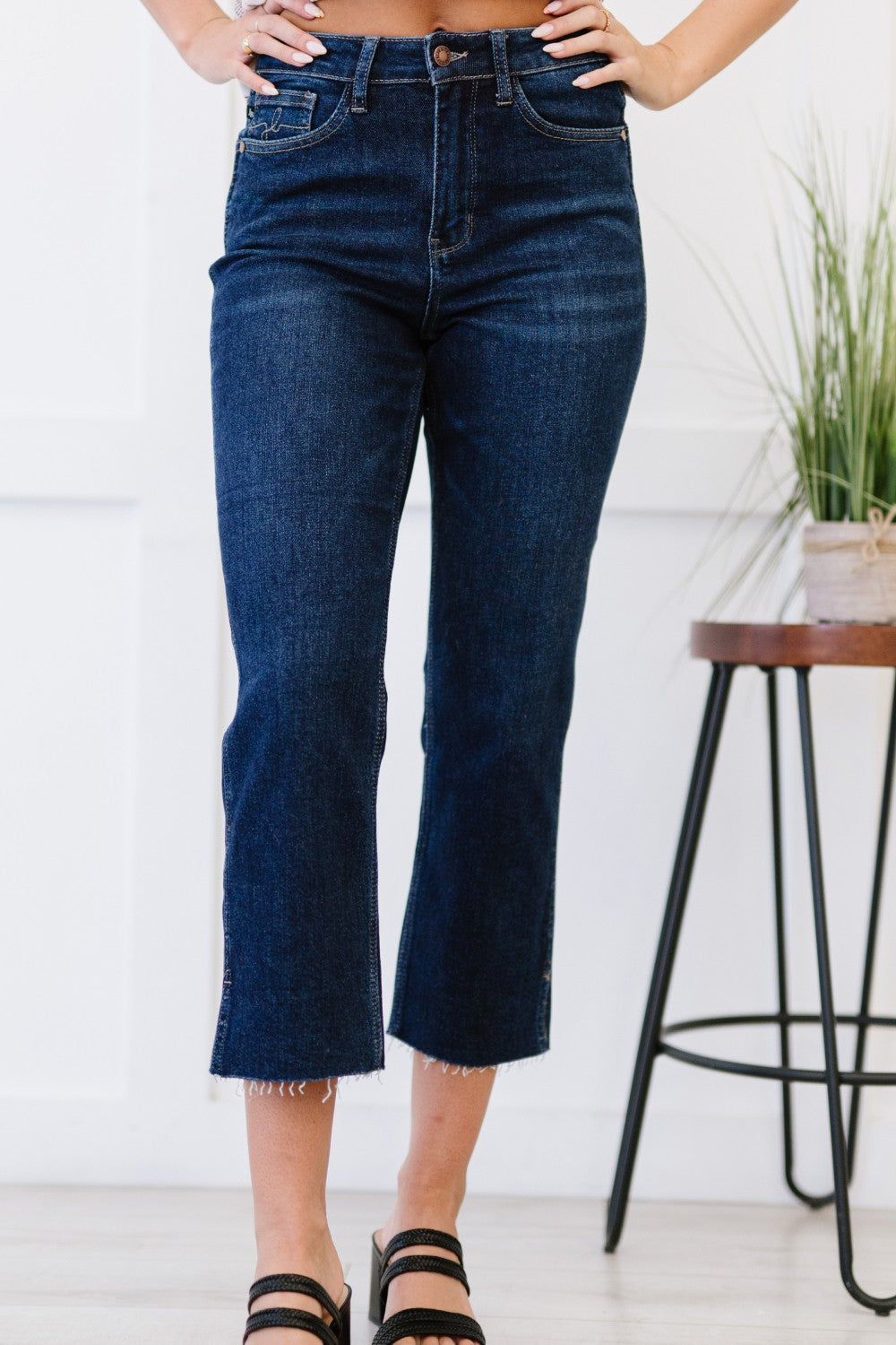 Judy Blue Sophie Cropped Straight Leg Jeans with Slit -