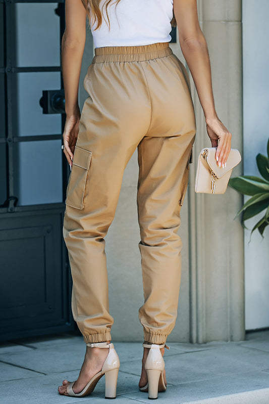 Elastic Waist Ankle-Length Cargo Joggers -