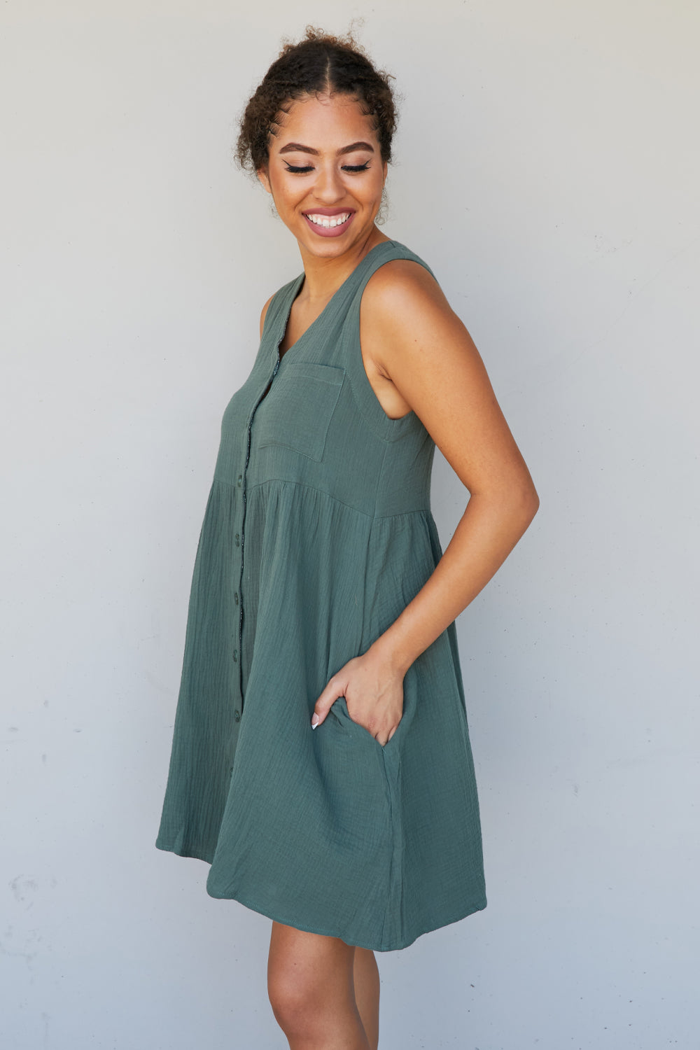 Cotton Bleu Farmers' Market Button-Up Sleeveless Dress -