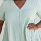 GeeGee Summer Blooms Quarter Button Dress in Light Sage -