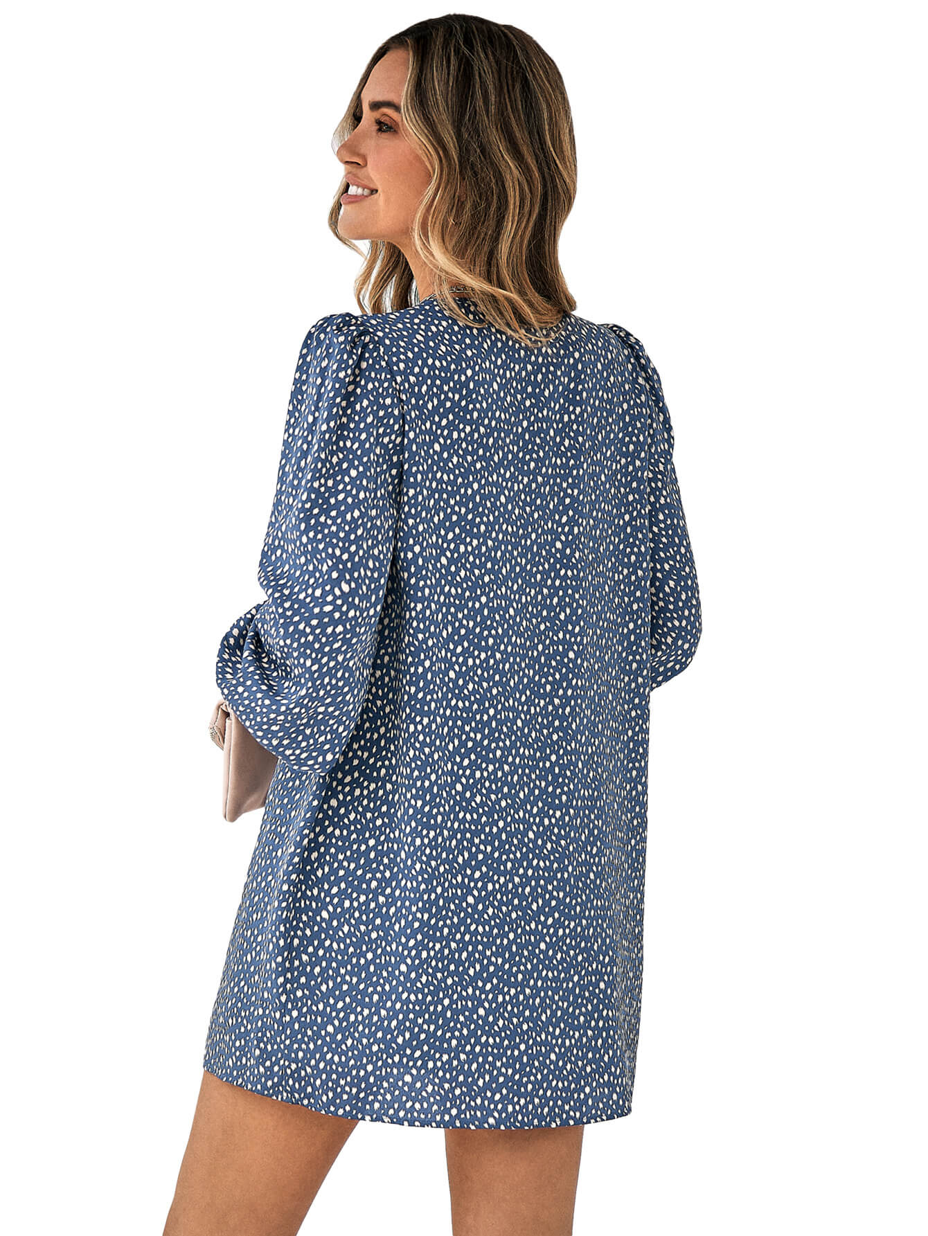 Printed Lantern Sleeve Open Front Top -