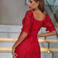 Ruffle Hem Short Flounce Sleeve Lace Dress -
