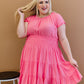 ODDI Pink Passion Full Size Run Smocked Waist Dress -