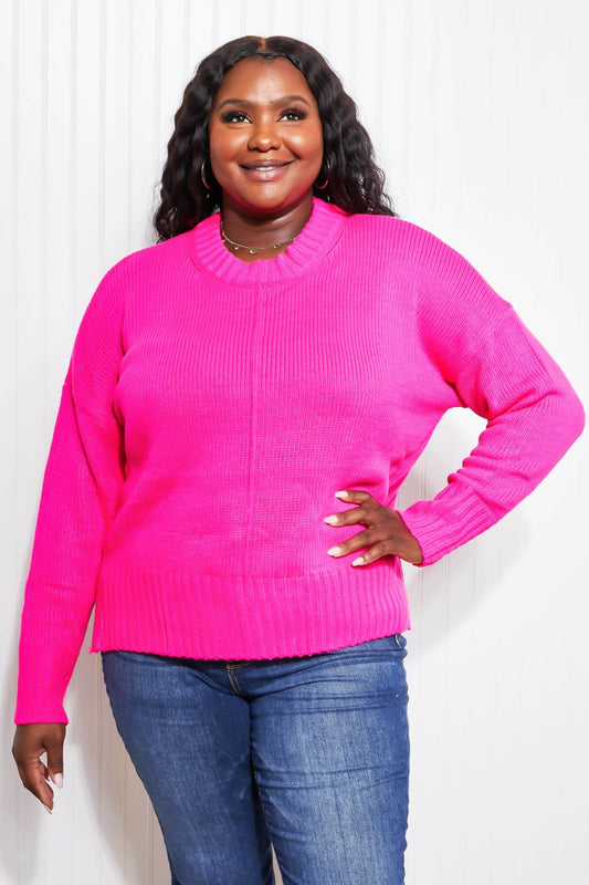 Sew In Love Girls' Day Center Seam Sweater - Neon Pink / S