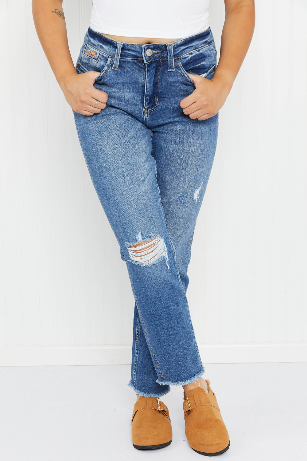 Judy Blue Cora Howdy Embroidery Boyfriend Jeans -