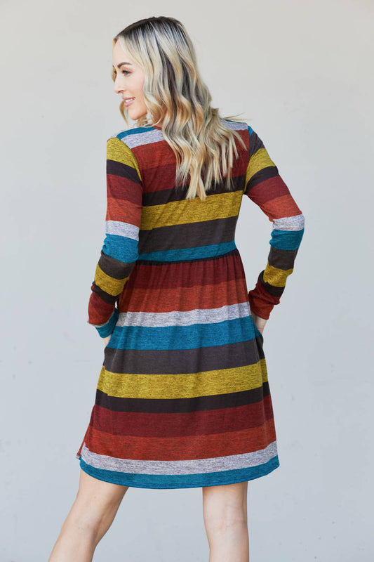 Heimish Full Size Striped Pleated Dress -