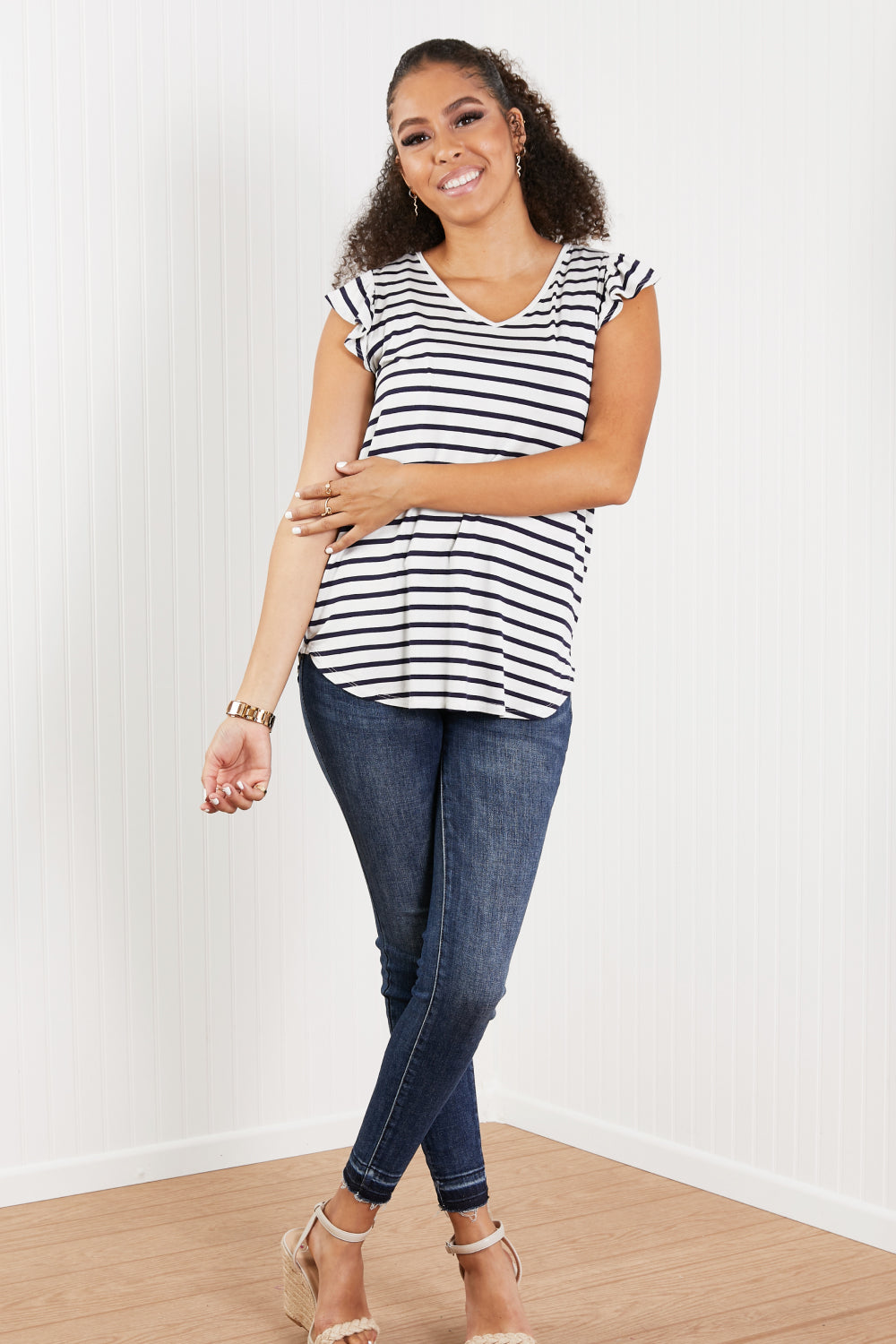 Sew In Love Illuminate the Way Striped Tee in Navy -