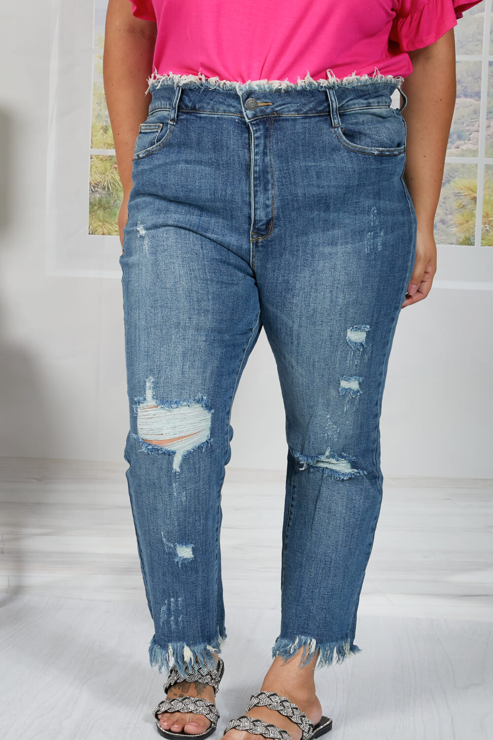 RISEN Undone Chic Straight Leg Jeans -