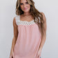 BiBi Sun-Kissed Lace Trim Sleeveless Top -