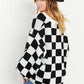 Davi & Dani Reality Check Full Size Checkered V-Neck Sweater -