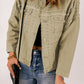 Frayed Trim Rivet Denim Jacket -