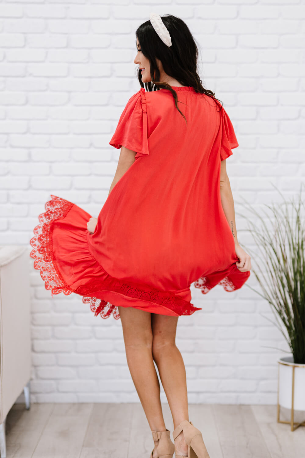 Davi & Dani Fly with Me Full Size Button Down Ruffle Dress -