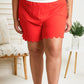 Cotton Bleu Ups and Downs Scalloped Airflow Shorts in Hot Coral -
