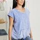 Sew In Love See You Around Acid Wash Pocket Tee in Denim -