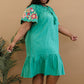 Davi & Dani Flowers for You Full Size Embroidered Dress in Green -