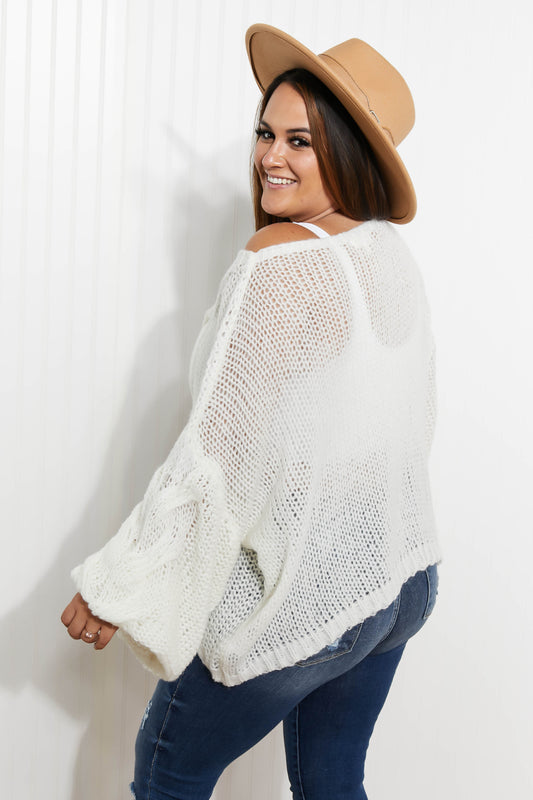 Sweet Generis Second Chances Cable-Knit Openwork Sweater -