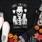 Halloween Skeleton Graphic Round Neck Tee -