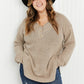 GeeGee Full Size Waffle Knit Henley Sweater -