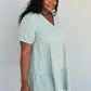 GeeGee Summer Blooms Quarter Button Dress in Light Sage -
