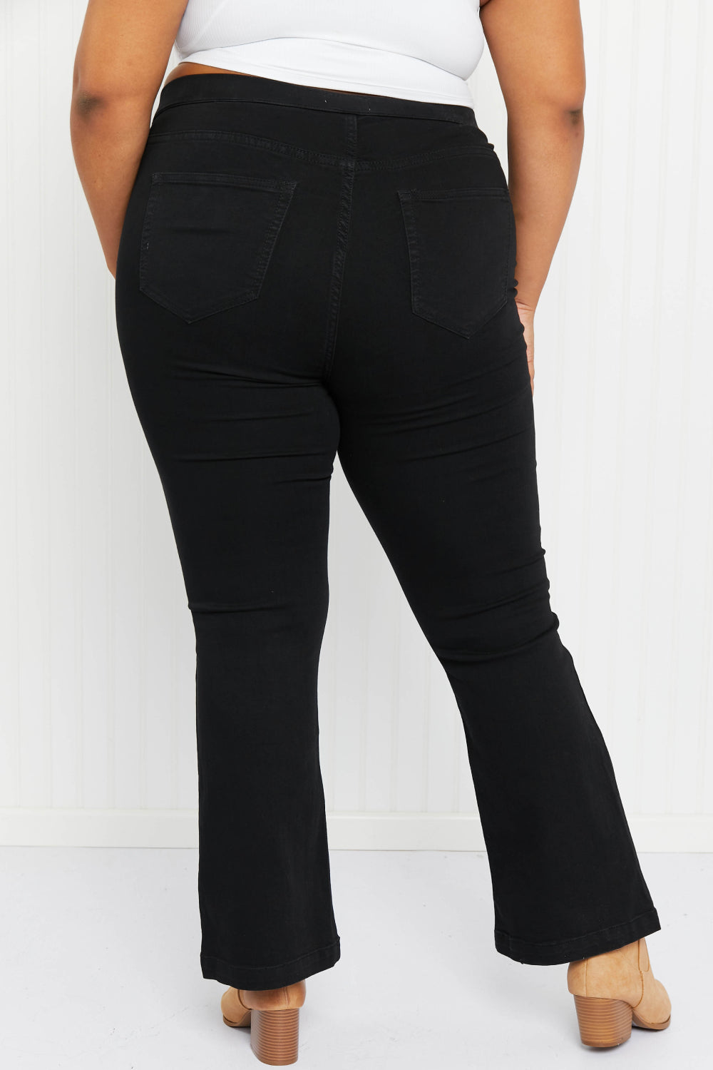 Cello Marley Full Size Elastic Waist Flared Jeggings -