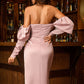Sweetheart Neck Tulip Hem Puff Sleeve Dress -